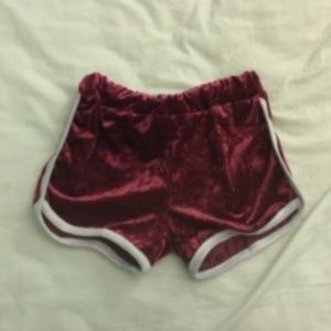 Burgundy Velvet Shorts
